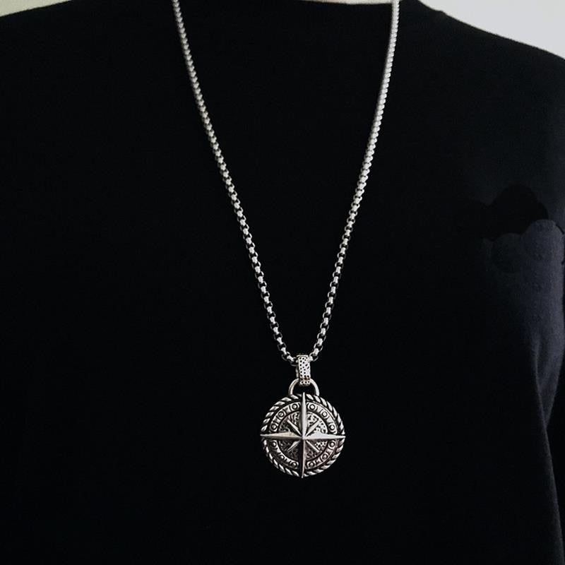 Classic Vintage Compass Men's Pendant Necklace