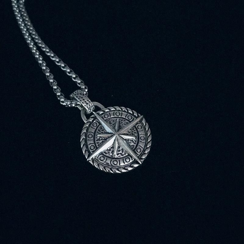 Classic Vintage Compass Men's Pendant Necklace