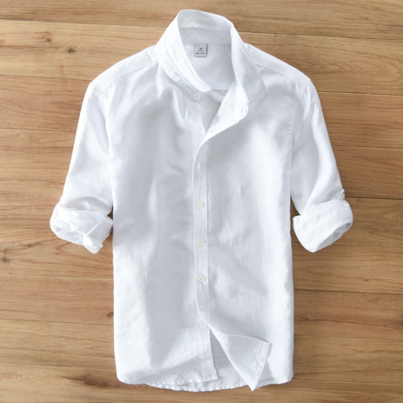 Fashion Long Sleeve Linen Casual Male Slim Fit Shirts