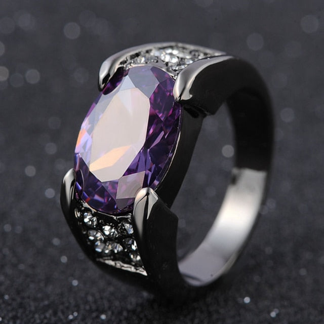 Purple Crystal Rings | Black Ring Cross Border | TOXYNO