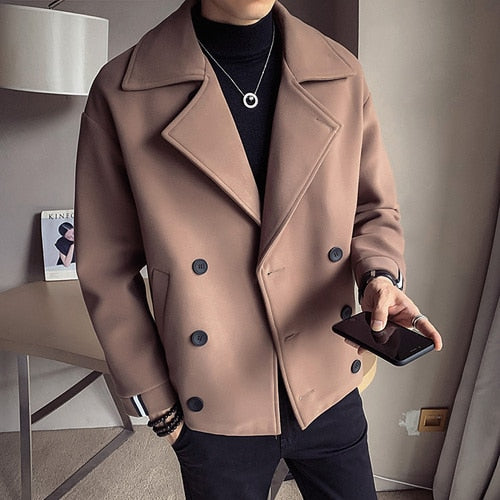 Casual Loose Short Wool Trench Coat