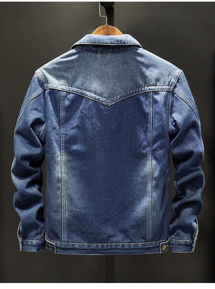 Winter Jean Jacket Men's Casual Streetwear Denim Warm Fleece Jacket