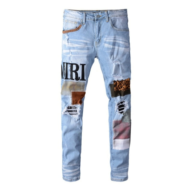Patch Embroidery Stretch Slim Fit Jeans