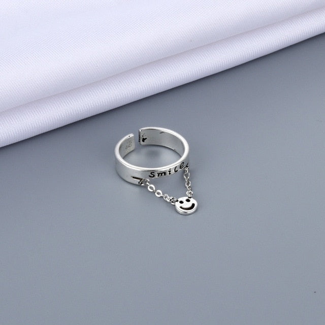 Vintage Ancient Happy Smiling Face Open Rings