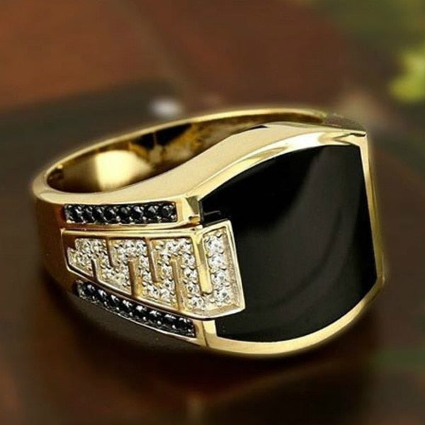 Fashion Square Black Mirror Men's Ring