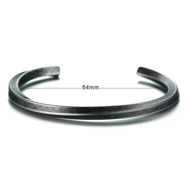 Vintage Stainless Steel Bangle for Men Women Twisted Cuff Bracelet Unisex Casual Jewelry
