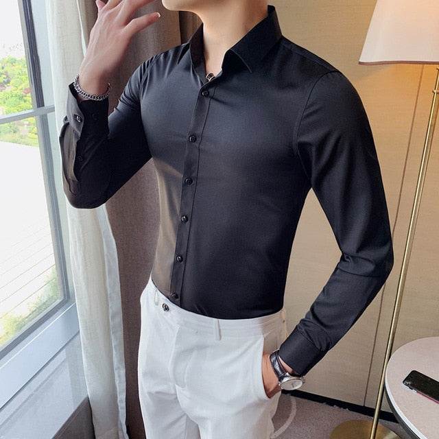 Long Sleeve Fashion Men Formal Slim Fit Shirt