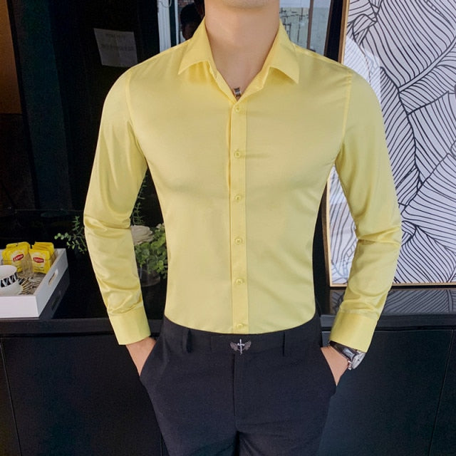 Long Sleeve Fashion Men Formal Slim Fit Shirt