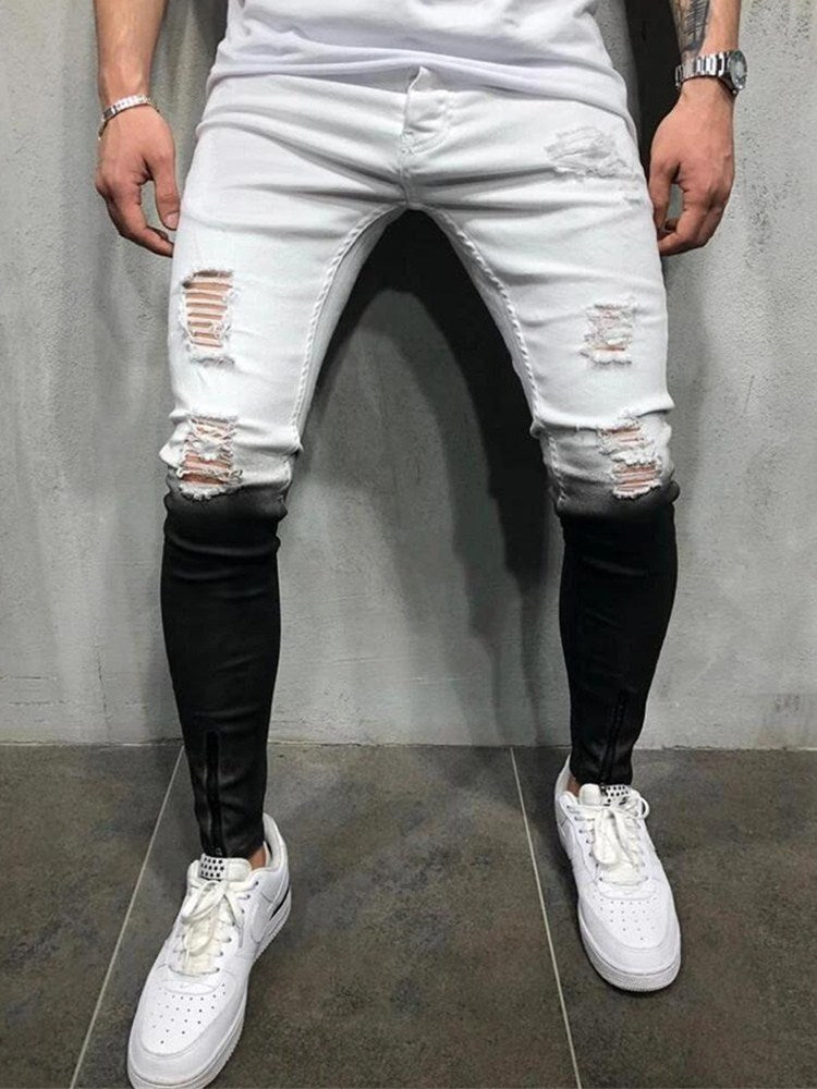 Men Casual Slim Fit Colored Ripped Jeans