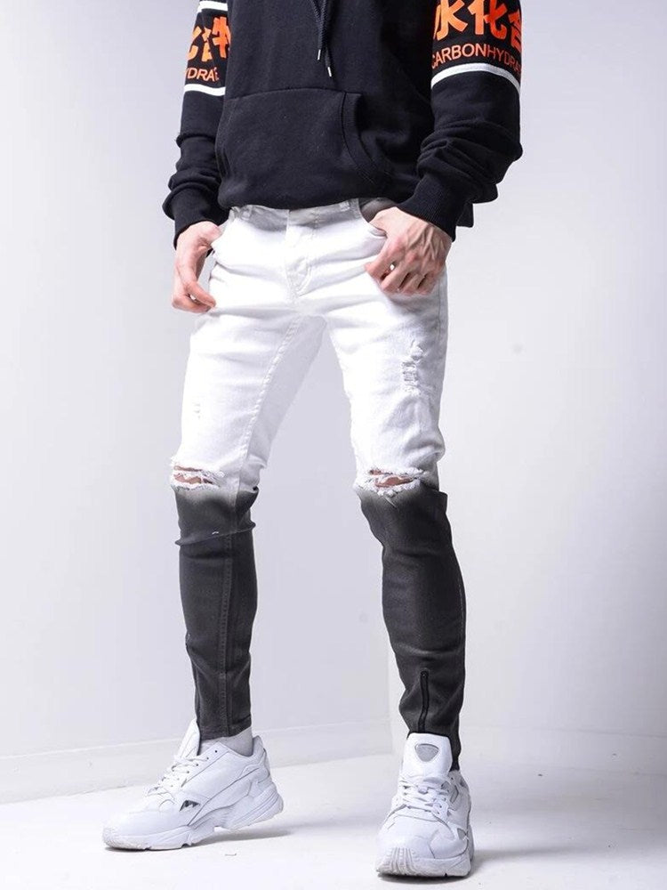 Men Casual Slim Fit Colored Ripped Jeans