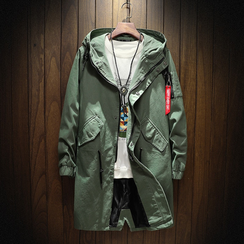 Long Trench Autumn Hooded Casual Jackets
