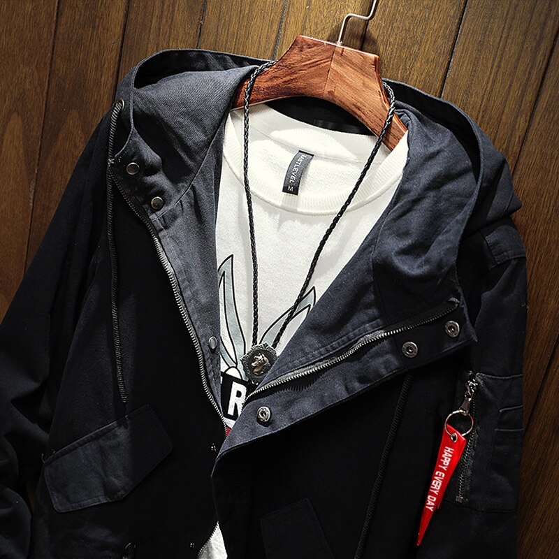 Long Trench Autumn Hooded Casual Jackets