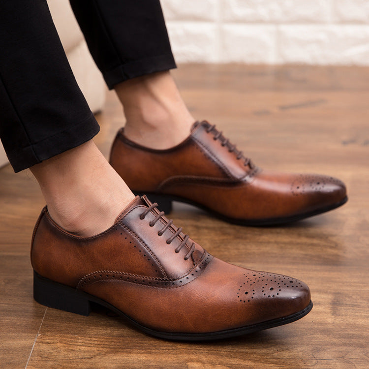 Men Pointed Oxfords Lace-Up Designer Formal Shoes