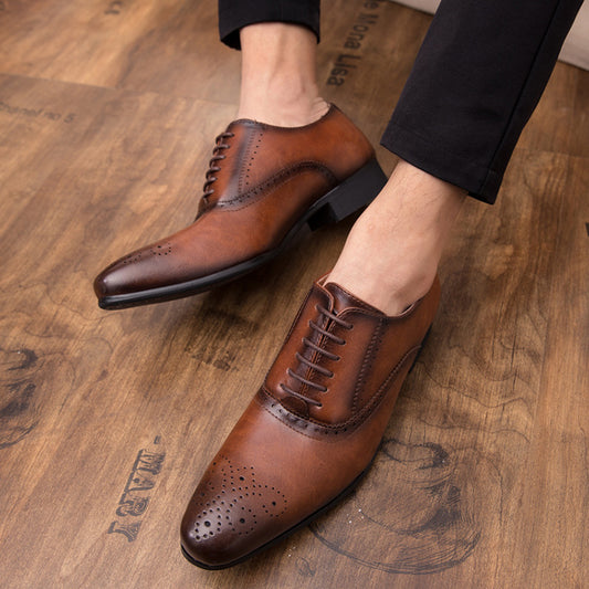 Men Pointed Oxfords Lace-Up Designer Formal Shoes