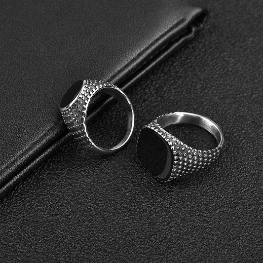 Fashion Black Stone Men Rings