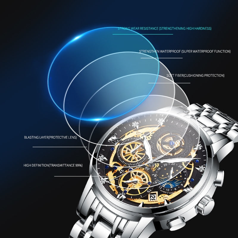 New Fashion Waterproof Sports Chronograph Quartz  Men's Wrist Watch