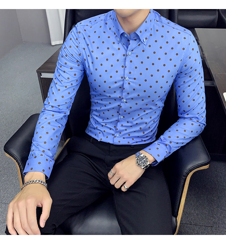 Casual Men's Shirt Slim Fit Fashion Long Sleeve Business Dress Shirts