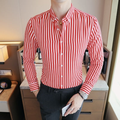 Fashion Slim Fit Striped Long Sleeve Shirts