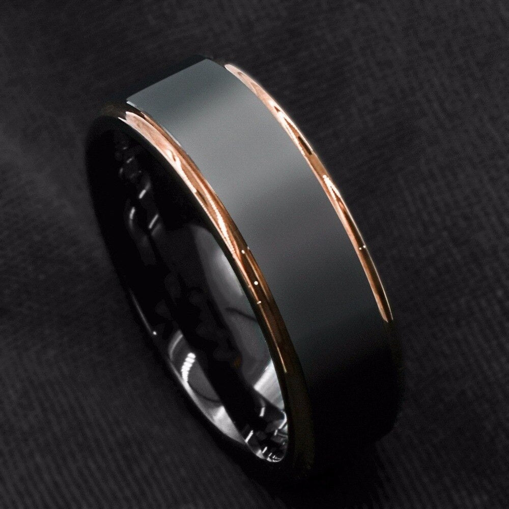 New Rose Gold Black Brushed Men's Ring – TOXYNO