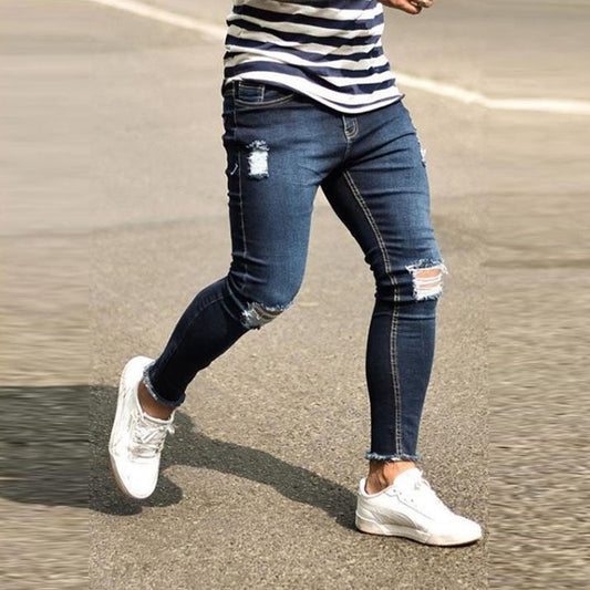 Casual Ripped Hole Distressed Pencil Pants Denim Trousers