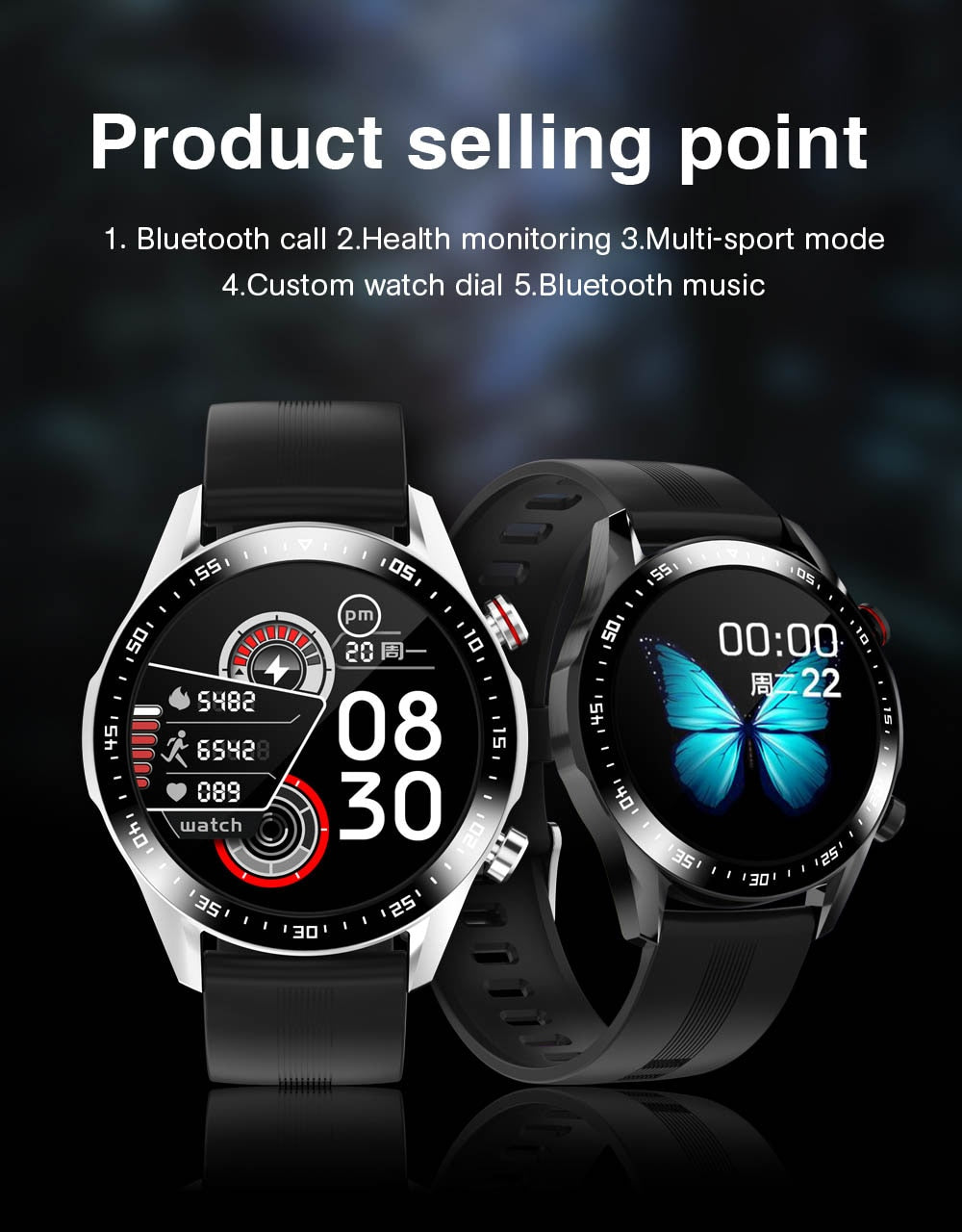 Men Bluetooth Call Custom Dial Full Touch Screen Waterproof Smartwatch