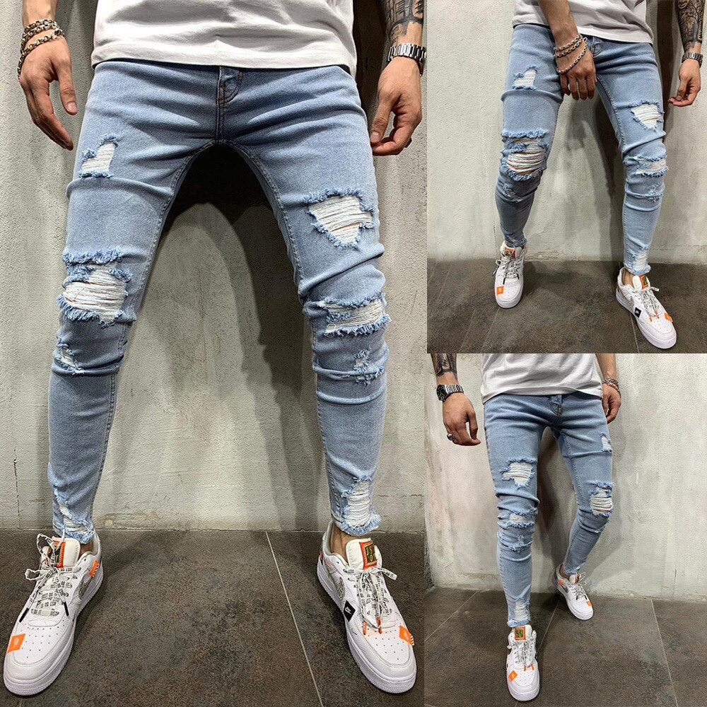 Ripped Slim-fit Scratched Denim Pant