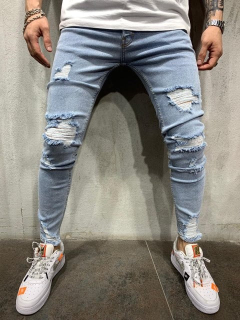 Ripped Slim-fit Scratched Denim Pant