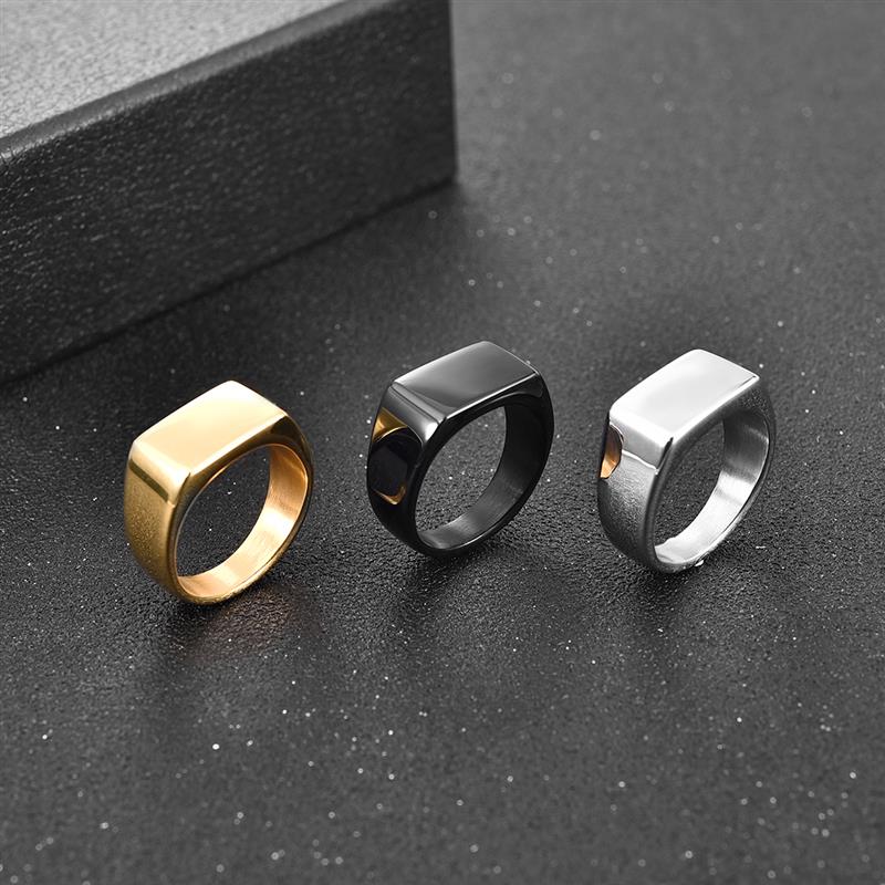 Fashion Men Simple Style Square Ring