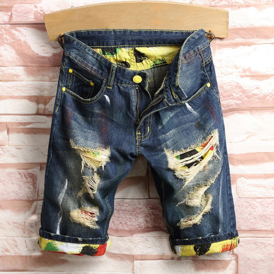 Casual Ripped Slim Jean Shorts