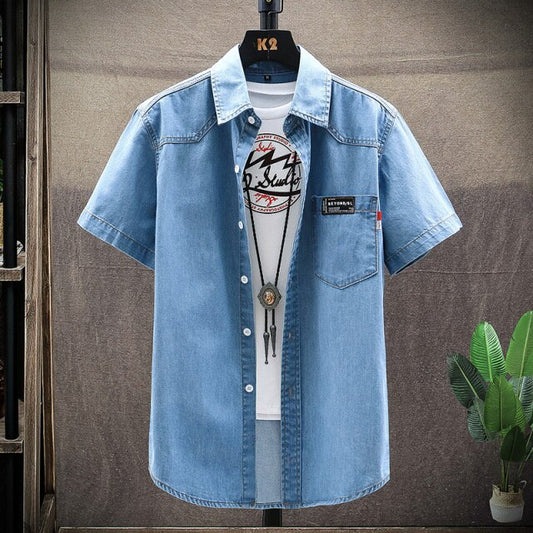 Denim Fashion Slim Short Sleeve Stylish Shirt