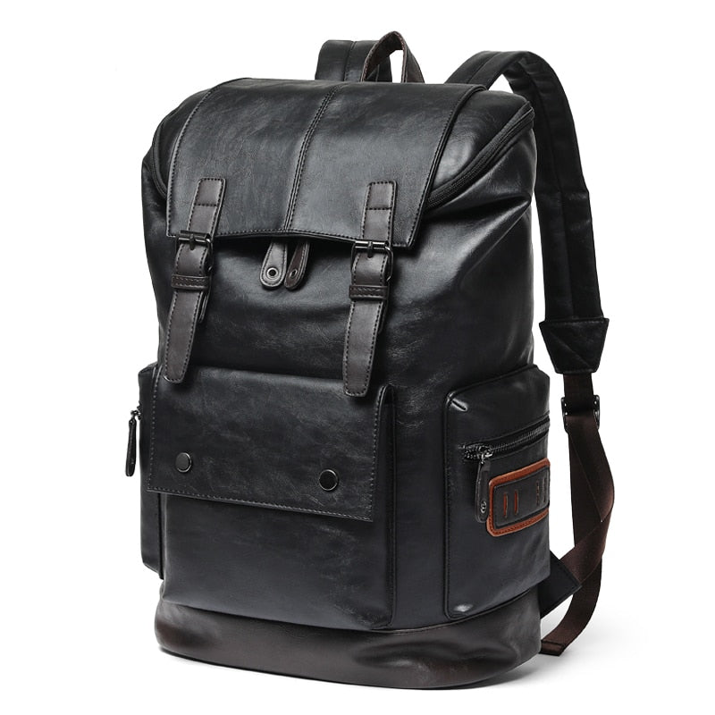Leather Antitheft Laptop Men Backpack