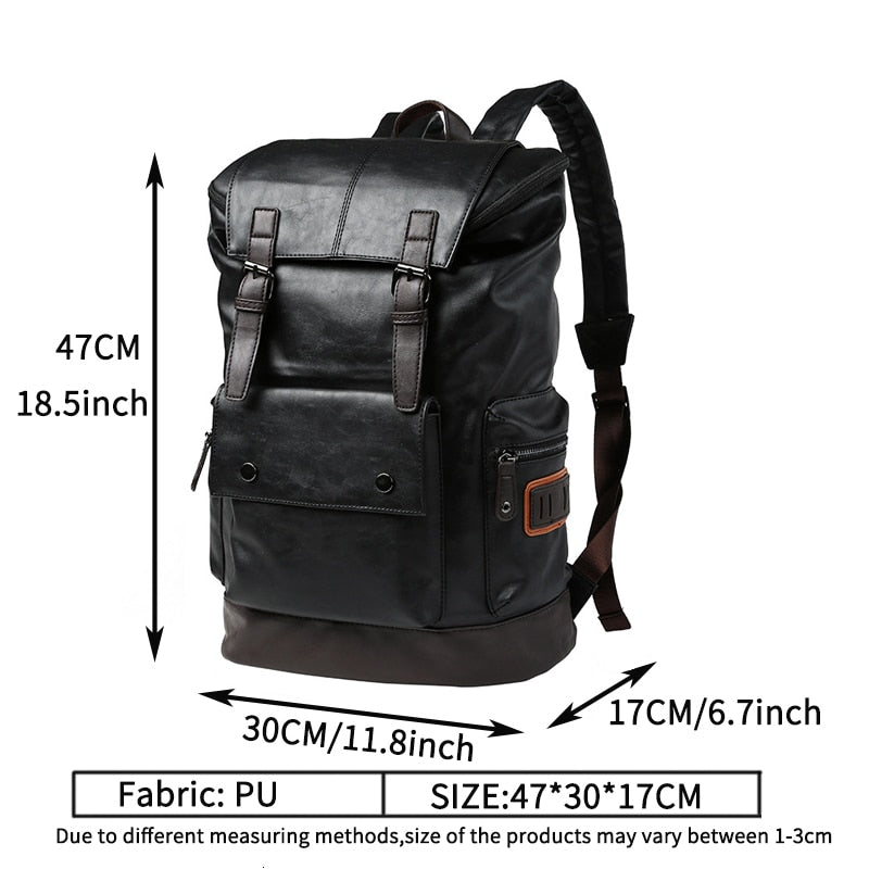 Leather Antitheft Laptop Men Backpack