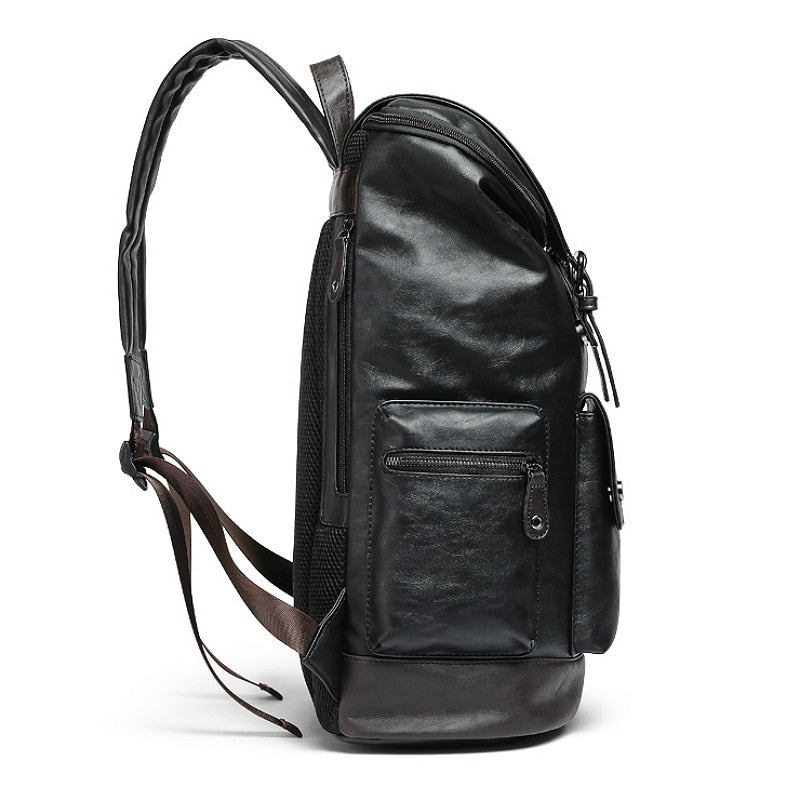 Leather Antitheft Laptop Men Backpack