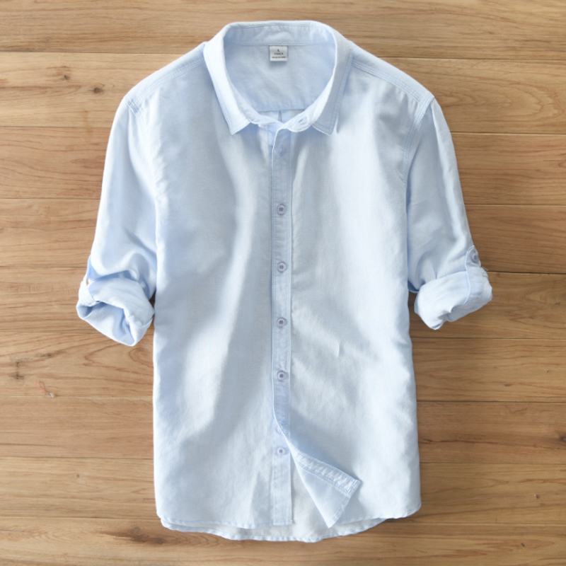 Fashion Long Sleeve Linen Casual Male Slim Fit Shirts