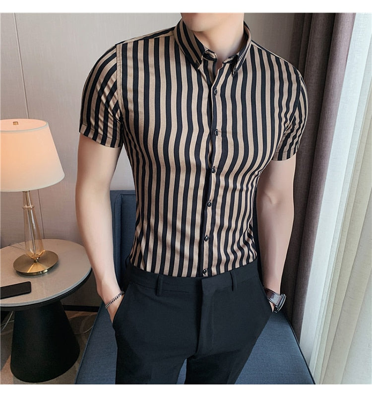 Casual Formal Short Sleeve Striped Shirts