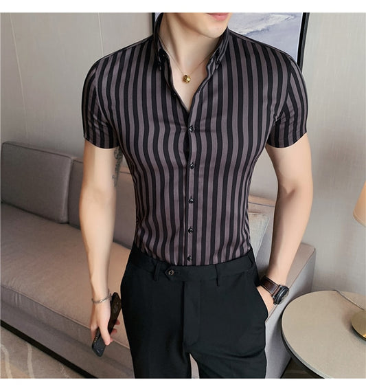 Casual Formal Short Sleeve Striped Shirts