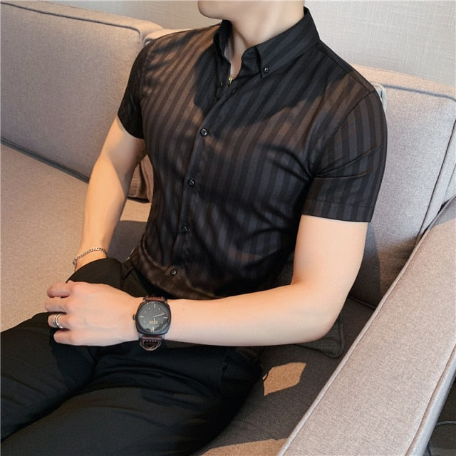 Casual Formal Short Sleeve Striped Shirts