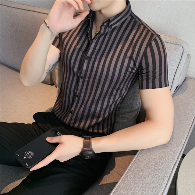 Casual Formal Short Sleeve Striped Shirts