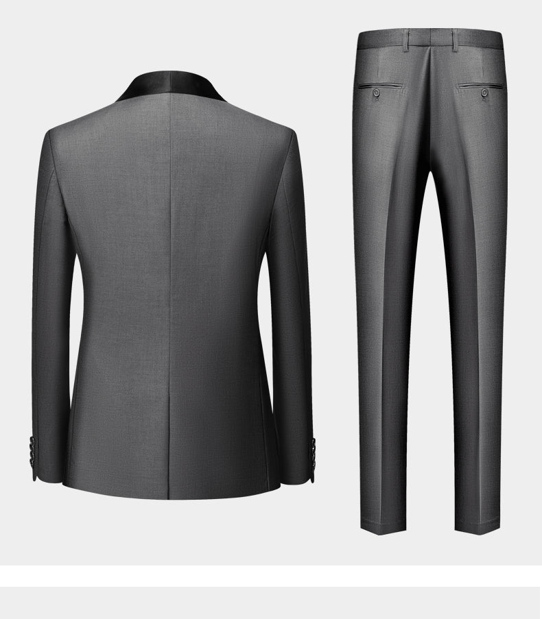 Black Collar Suits 3 Pieces Set