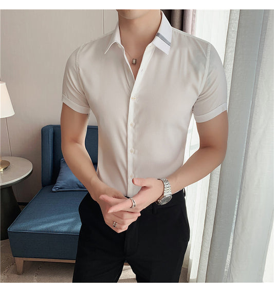 Men Casual Short Sleeve Formal Dress Shirts