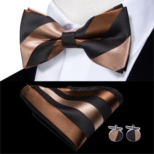 Butterfly Pre-Tied Bow Tie with Pocket Square & Cufflinks