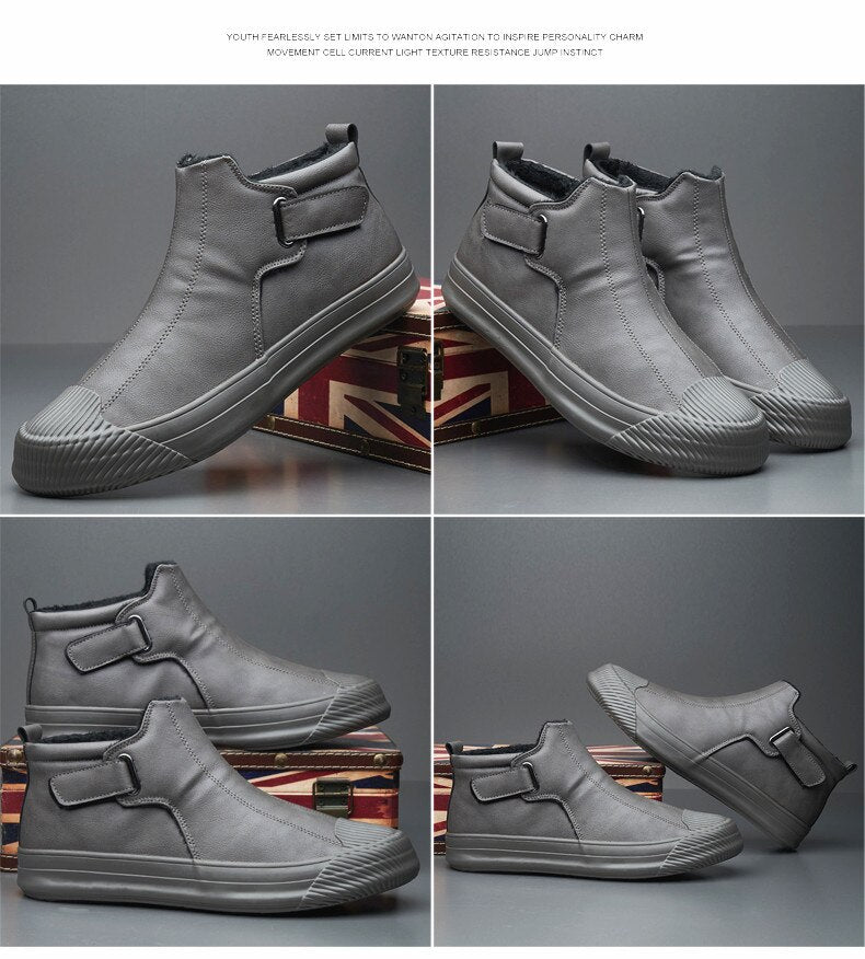 Leather Casual High Tops Flat Ankle Boots