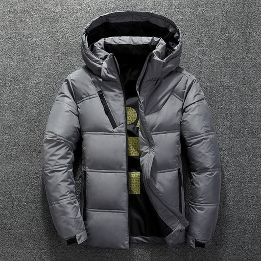 Men Casual Autumn Stand Collar Puffer Thick Parka Jacket