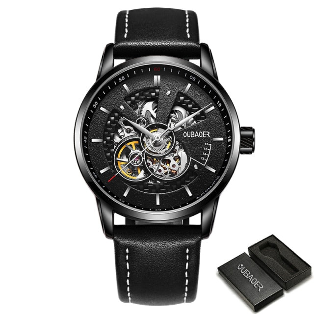 Men Mechanical Tourbillon Self Winding Leather Wristwatch