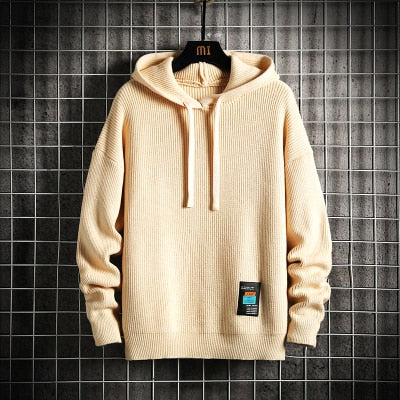 Classic Long Sleeves Knitted O-Neck Hoodie Sweater