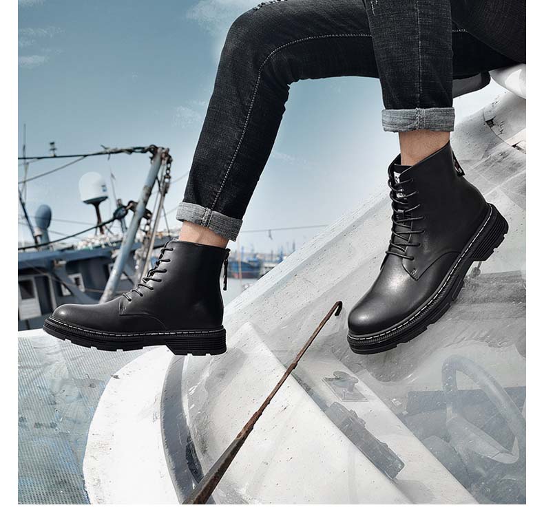 Leather Lace Up Fashion Chelsea Boot