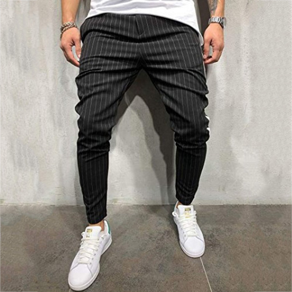 Stripe Slim-fit Fashion pants men