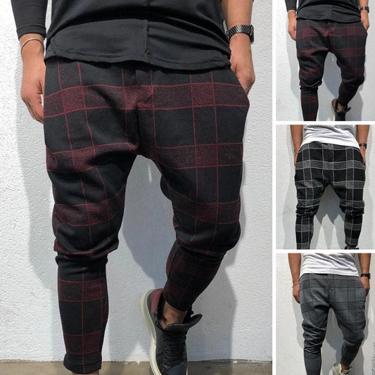 Fashion Plaid Printed Trousers Pencil Casual Pants