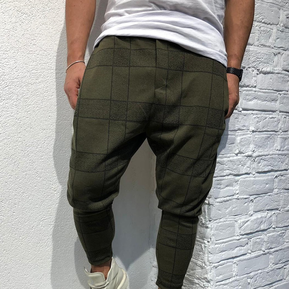 Fashion Plaid Printed Trousers Pencil Casual Pants