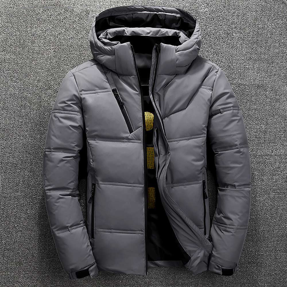 Men Casual Autumn Stand Collar Puffer Thick Parka Jacket